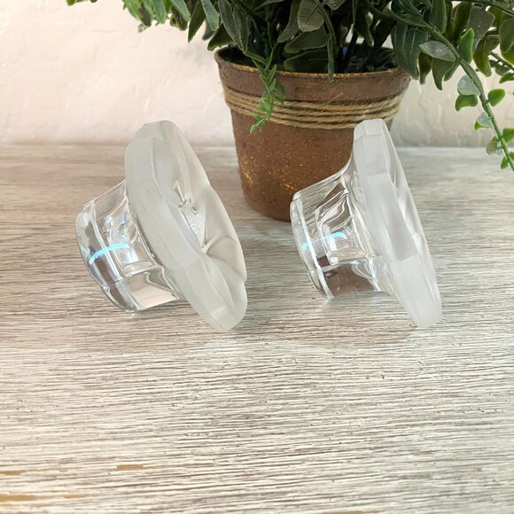 Candle Holders Frosted Clear Flower Crystal Cristal D"Arques J.G. Durand France - Picture 6 of 12